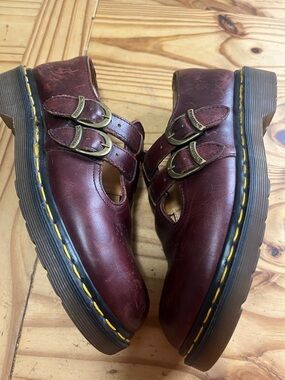 Dr Martens 8065 VTG 90s Double Strap Mary Jane Oxblood Crazy Horse England